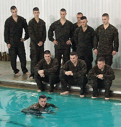 swim training in combat uniform